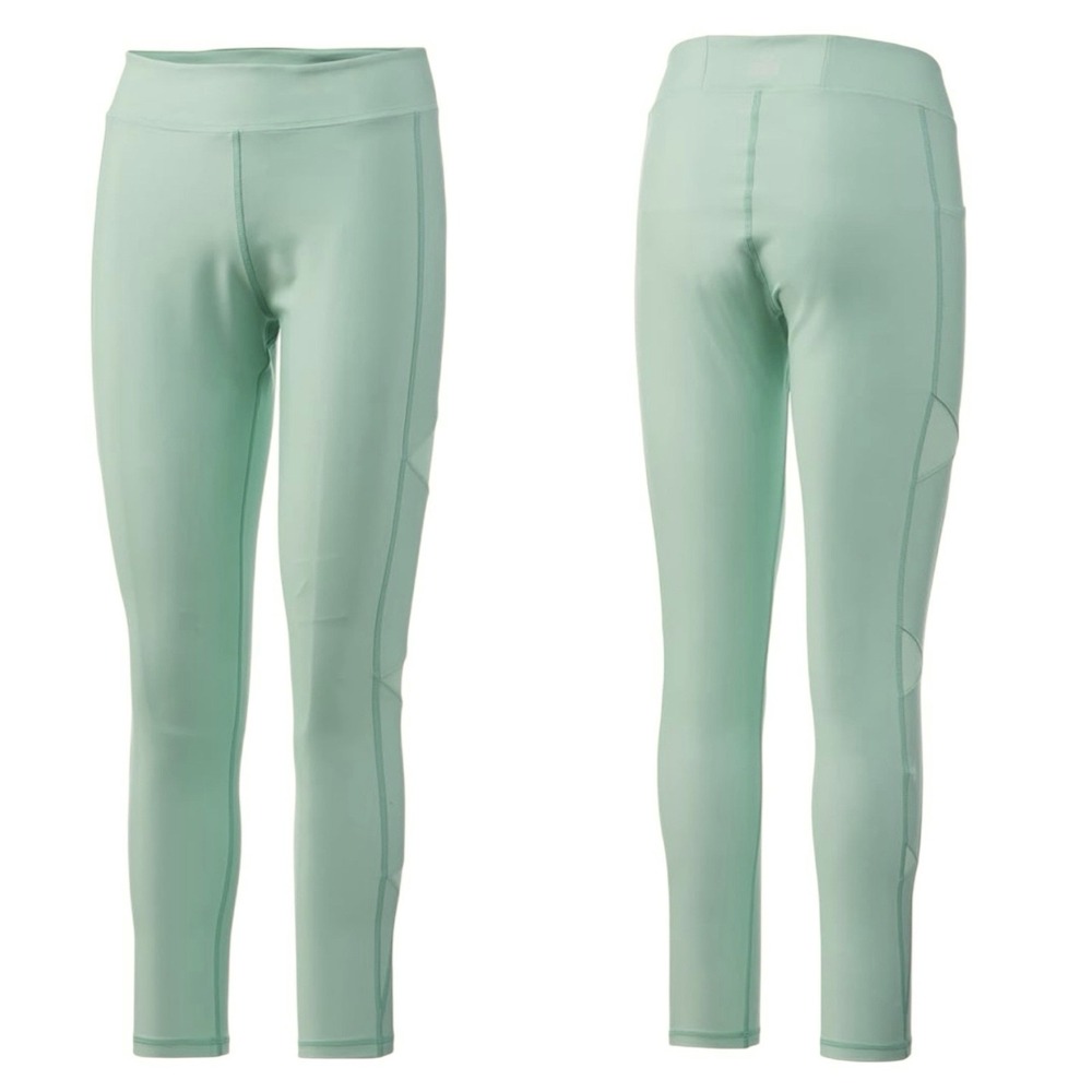 HUK Reel On Leggings sz M Fishing Beach Glass Green Pockets Mesh Inserts